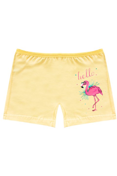 %100 Pamuk Renkli Boxer Kız Çocuk Külot Öts 8235 - Sarı